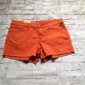 NWT orange mid wais, shorts.
